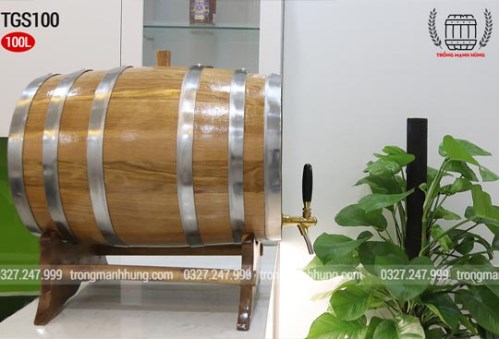 Thùng gỗ sồi ủ rượu 100L - Thùng Gỗ Sồi Mạnh Hùng - Cơ Sở Sản Xuất Trống Mạnh Hùng